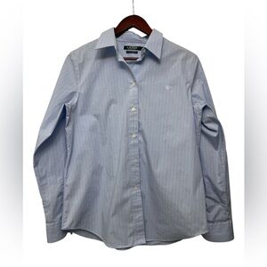 Lauren Ralph Lauren Cotton Blue/White Stripe LS Button Down Shirt